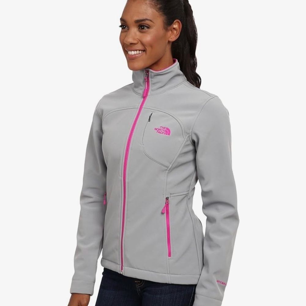 The North Face Women's Apex Size Medium Full Zip Jacket in Gray w Pink Accents